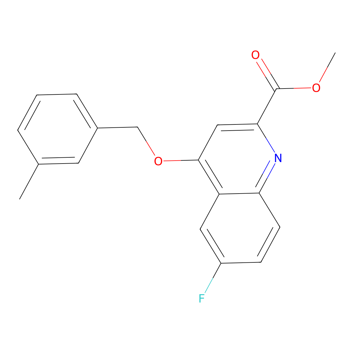 Methyl 6-fluoro-4-((3-methylbenzyl)oxy)quinoline-2-carboxylate molecular structure, CAS 1359416-04-8