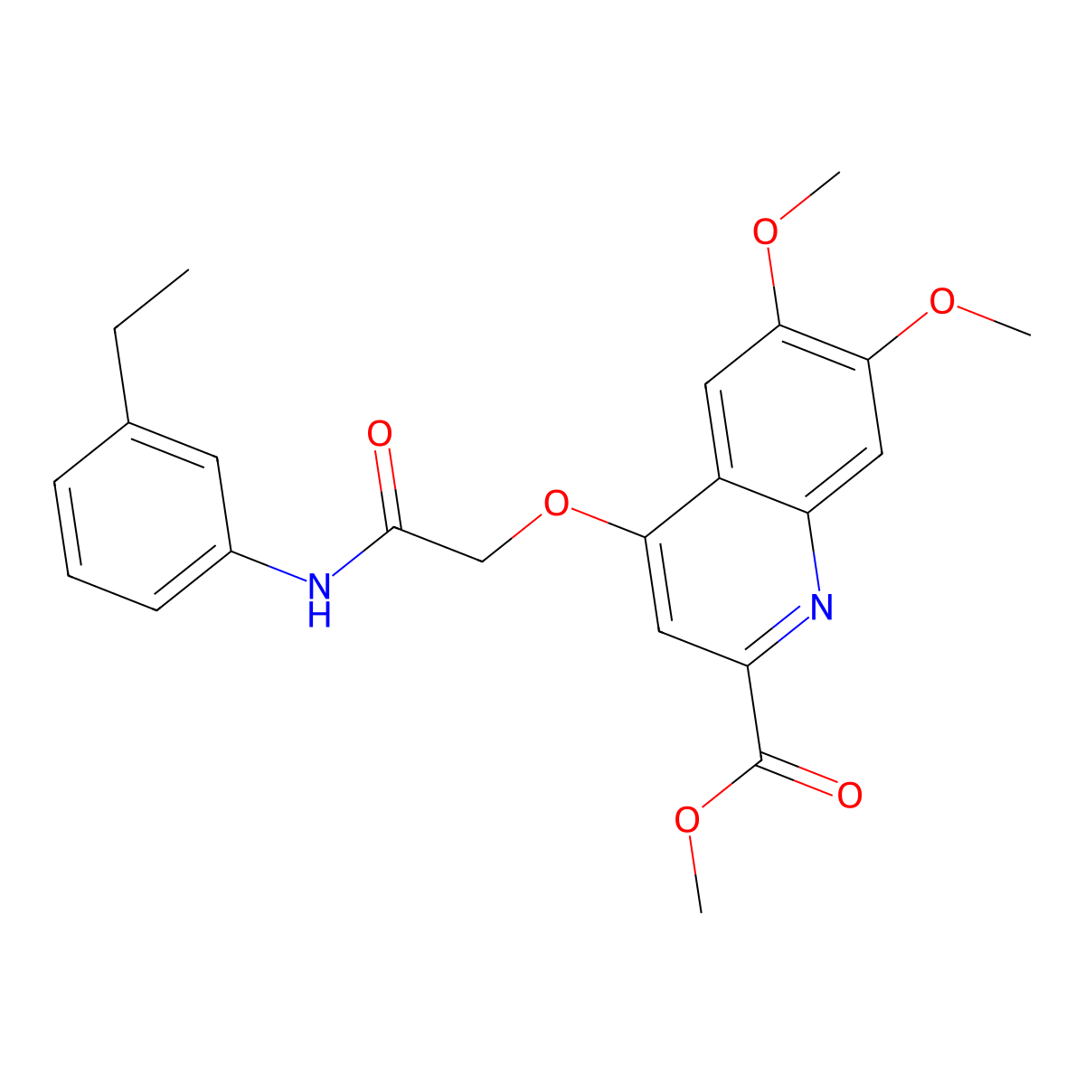 Methyl 4-{[(3-ethylphenyl)carbamoyl]methoxy}-6,7-dimethoxyquinoline-2-carboxylate molecular structure, CAS 1359416-66-2