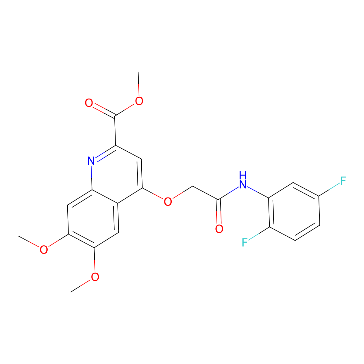 Methyl 4-{[(2,5-difluorophenyl)carbamoyl]methoxy}-6,7-dimethoxyquinoline-2-carboxylate molecular structure, CAS 1359416-74-2