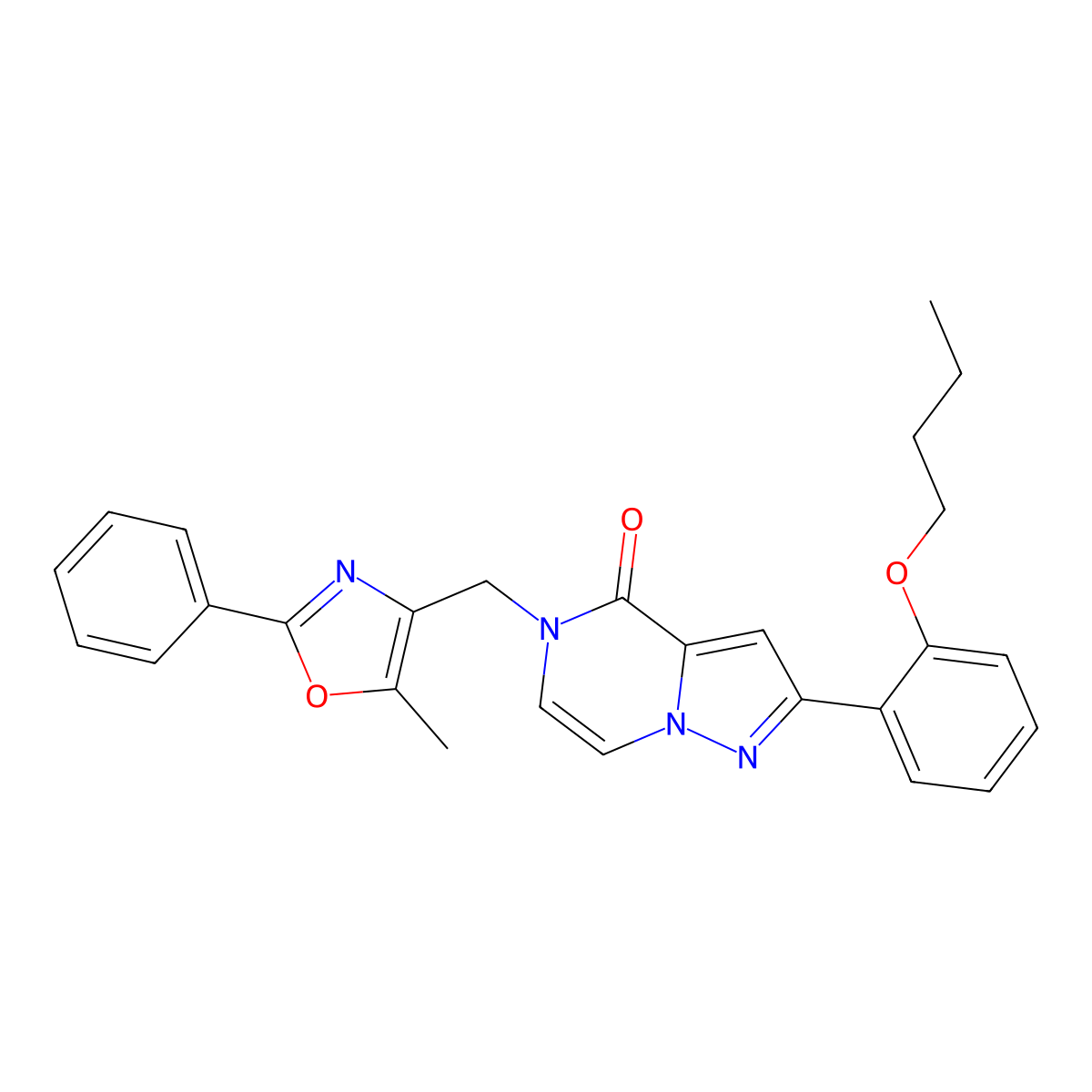 2-(2-butoxyphenyl)-5-((5-methyl-2-phenyloxazol-4-yl)methyl)pyrazolo[1,5-a]pyrazin-4(5H)-one molecular structure, CAS 1359418-41-9