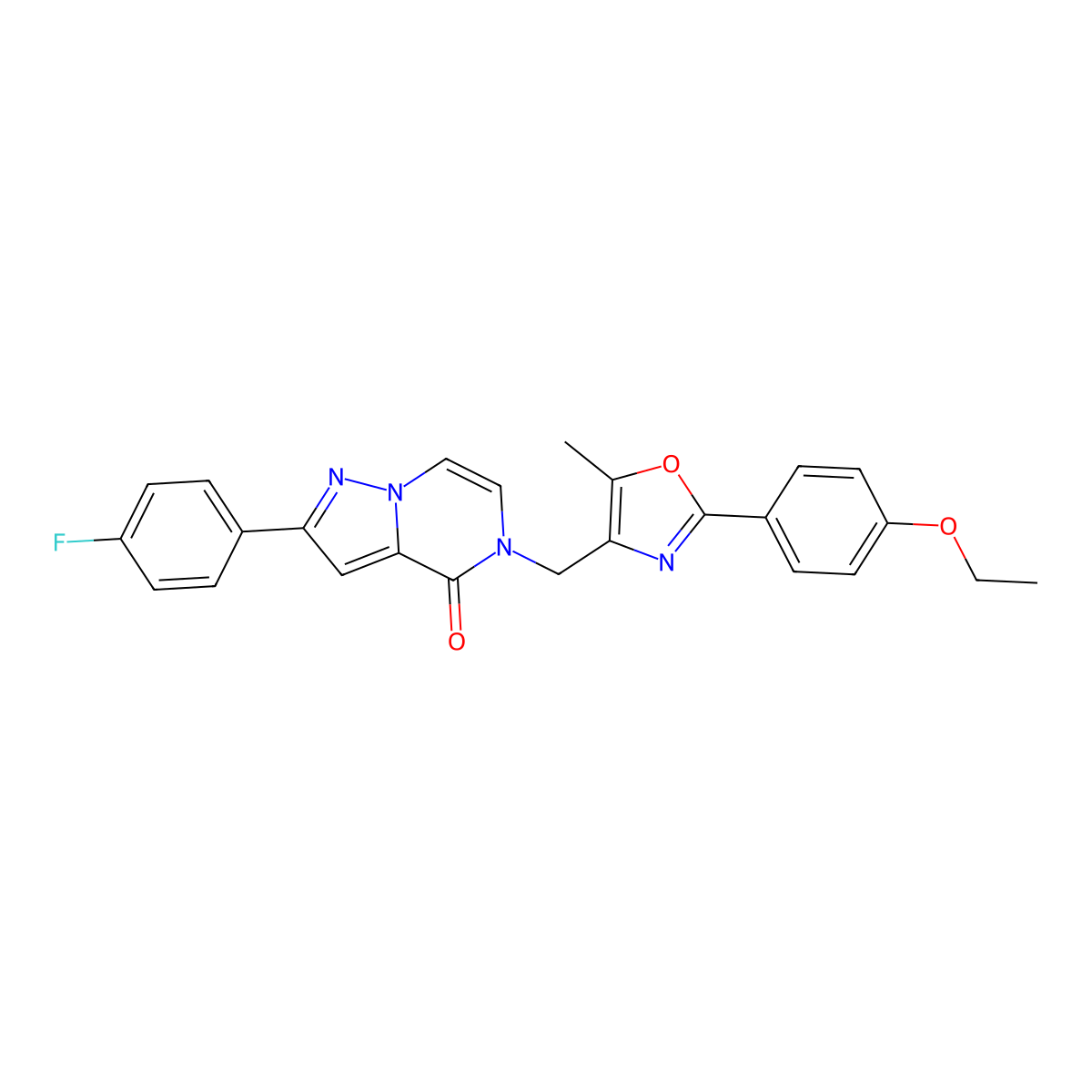 5-((2-(4-ethoxyphenyl)-5-methyloxazol-4-yl)methyl)-2-(4-fluorophenyl)pyrazolo[1,5-a]pyrazin-4(5H)-one molecular structure, CAS 1359418-67-9