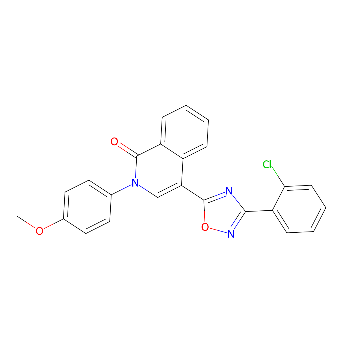 4-(3-(2-chlorophenyl)-1,2,4-oxadiazol-5-yl)-2-(4-methoxyphenyl)isoquinolin-1(2H)-one molecular structure, CAS 1359423-59-8