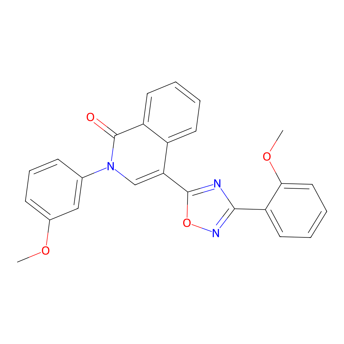 2-(3-methoxyphenyl)-4-(3-(2-methoxyphenyl)-1,2,4-oxadiazol-5-yl)isoquinolin-1(2H)-one molecular structure, CAS 1359423-67-8