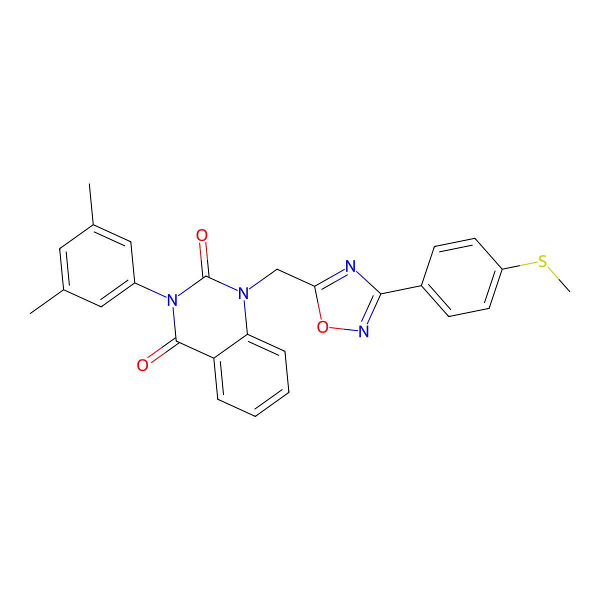 3-(3,5-dimethylphenyl)-1-((3-(4-(methylthio)phenyl)-1,2,4-oxadiazol-5-yl)methyl)quinazoline-2,4(1H,3H)-dione molecular structure, CAS 1359433-91-2