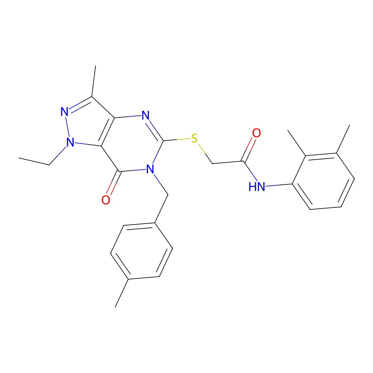 N-(2,3-dimethylphenyl)-2-({1-ethyl-3-methyl-6-[(4-methylphenyl)methyl]-7-oxo-1H,6H,7H-pyrazolo[4,3-d]pyrimidin-5-yl}sulfanyl)acetamide molecular structure, CAS 1359436-72-8