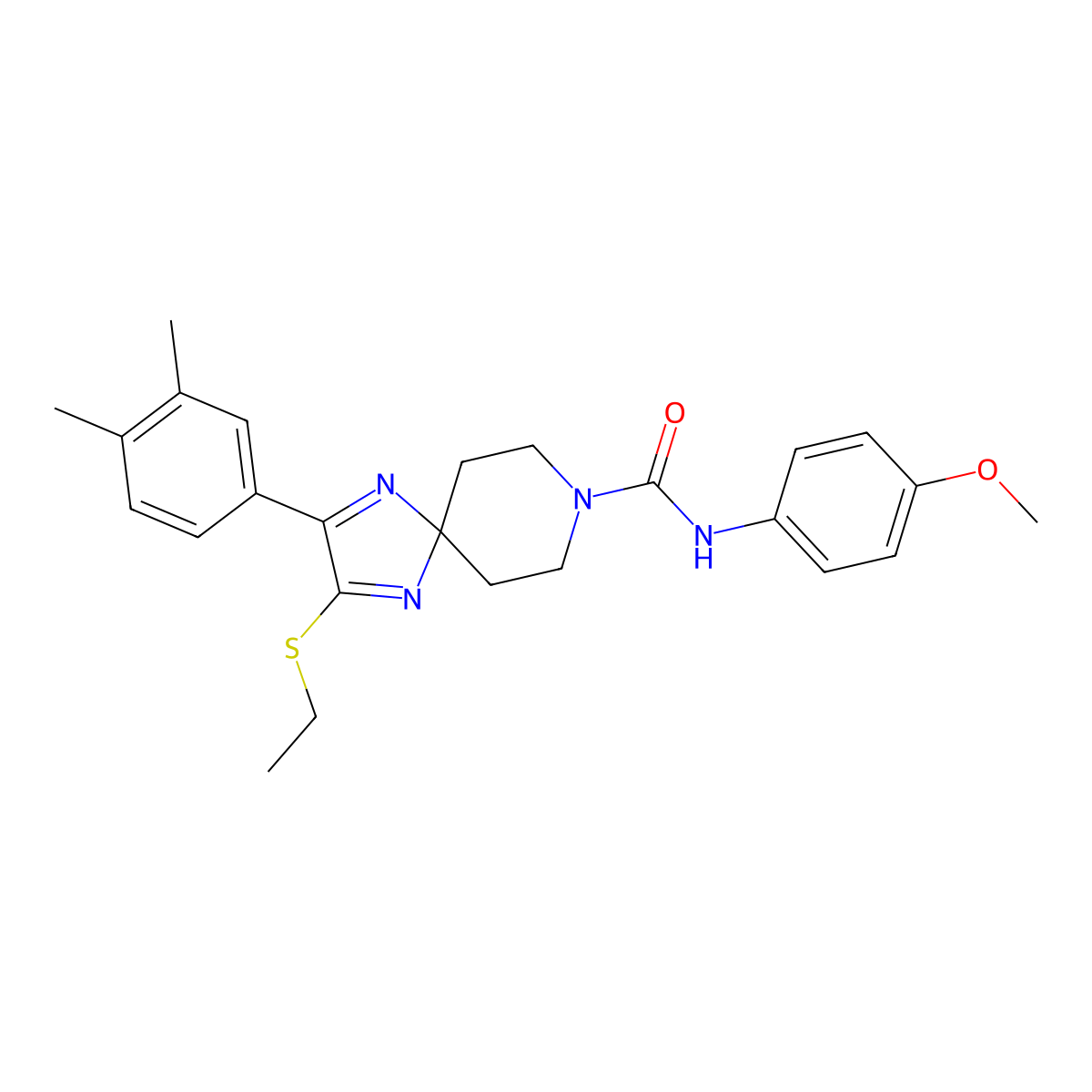 2-(3,4-dimethylphenyl)-3-(ethylthio)-N-(4-methoxyphenyl)-1,4,8-triazaspiro[4.5]deca-1,3-diene-8-carboxamide molecular structure, CAS 1359436-96-6