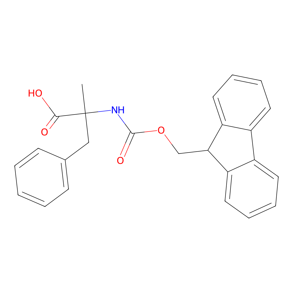 (S)-2-((((9H-Fluoren-9-yl)methoxy)carbonyl)amino)-2-methyl-3-phenylpropanoic acid molecular structure, CAS 135944-05-7