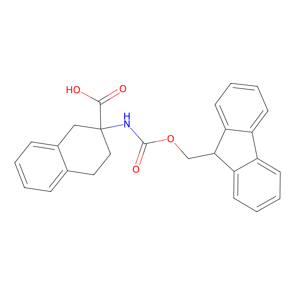 2-((((9H-Fluoren-9-yl)methoxy)carbonyl)amino)-1,2,3,4-tetrahydronaphthalene-2-carboxylic acid molecular structure, CAS 135944-08-0