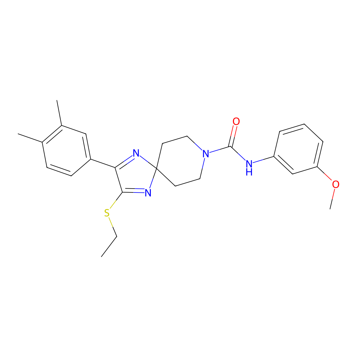 2-(3,4-dimethylphenyl)-3-(ethylthio)-N-(3-methoxyphenyl)-1,4,8-triazaspiro[4.5]deca-1,3-diene-8-carboxamide molecular structure, CAS 1359447-66-7