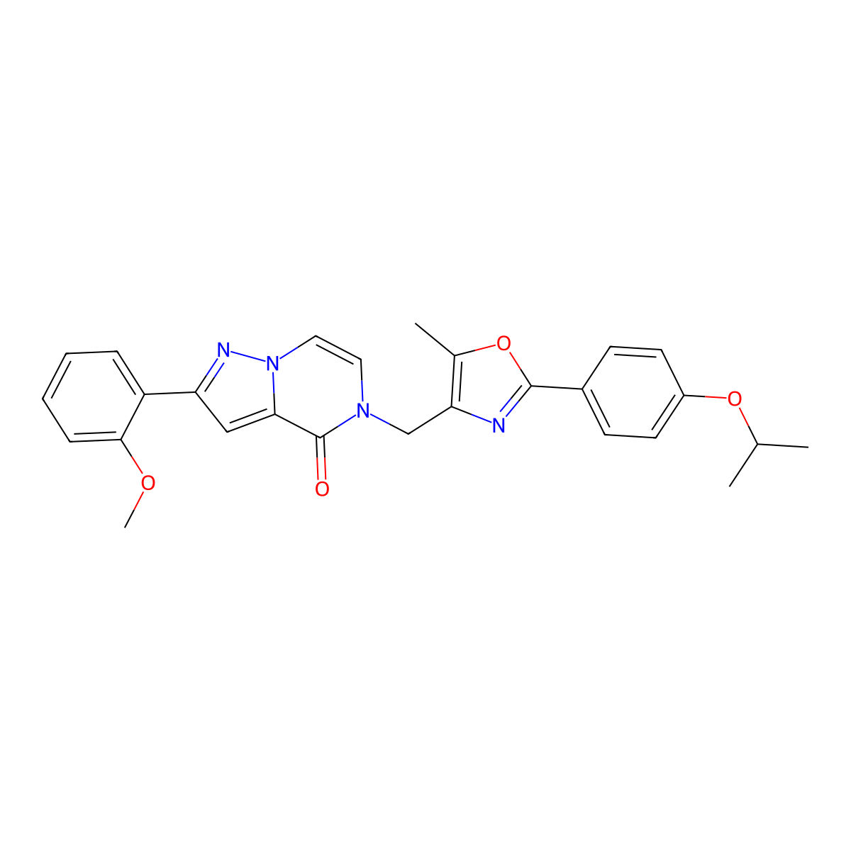 5-((2-(4-isopropoxyphenyl)-5-methyloxazol-4-yl)methyl)-2-(2-methoxyphenyl)pyrazolo[1,5-a]pyrazin-4(5H)-one molecular structure, CAS 1359450-97-7