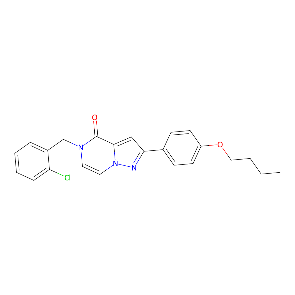 2-(4-butoxyphenyl)-5-(2-chlorobenzyl)pyrazolo[1,5-a]pyrazin-4(5H)-one molecular structure, CAS 1359451-11-8