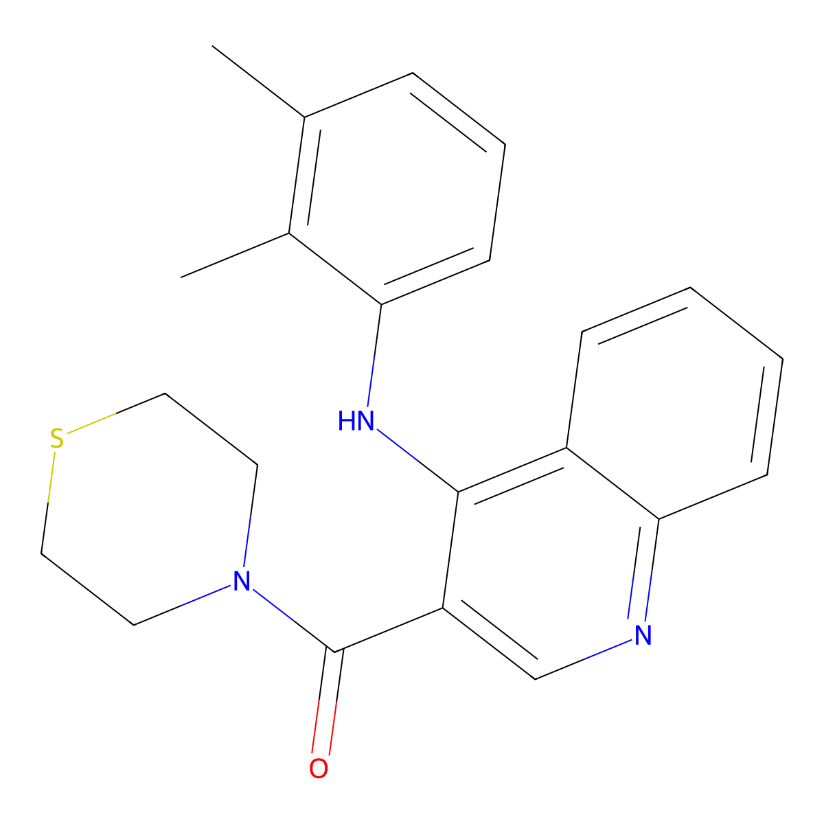 (4-((2,3-Dimethylphenyl)amino)quinolin-3-yl)(thiomorpholino)methanone molecular structure, CAS 1359451-26-5