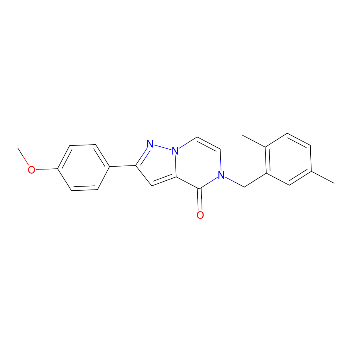 5-(2,5-dimethylbenzyl)-2-(4-methoxyphenyl)pyrazolo[1,5-a]pyrazin-4(5H)-one molecular structure, CAS 1359451-28-7