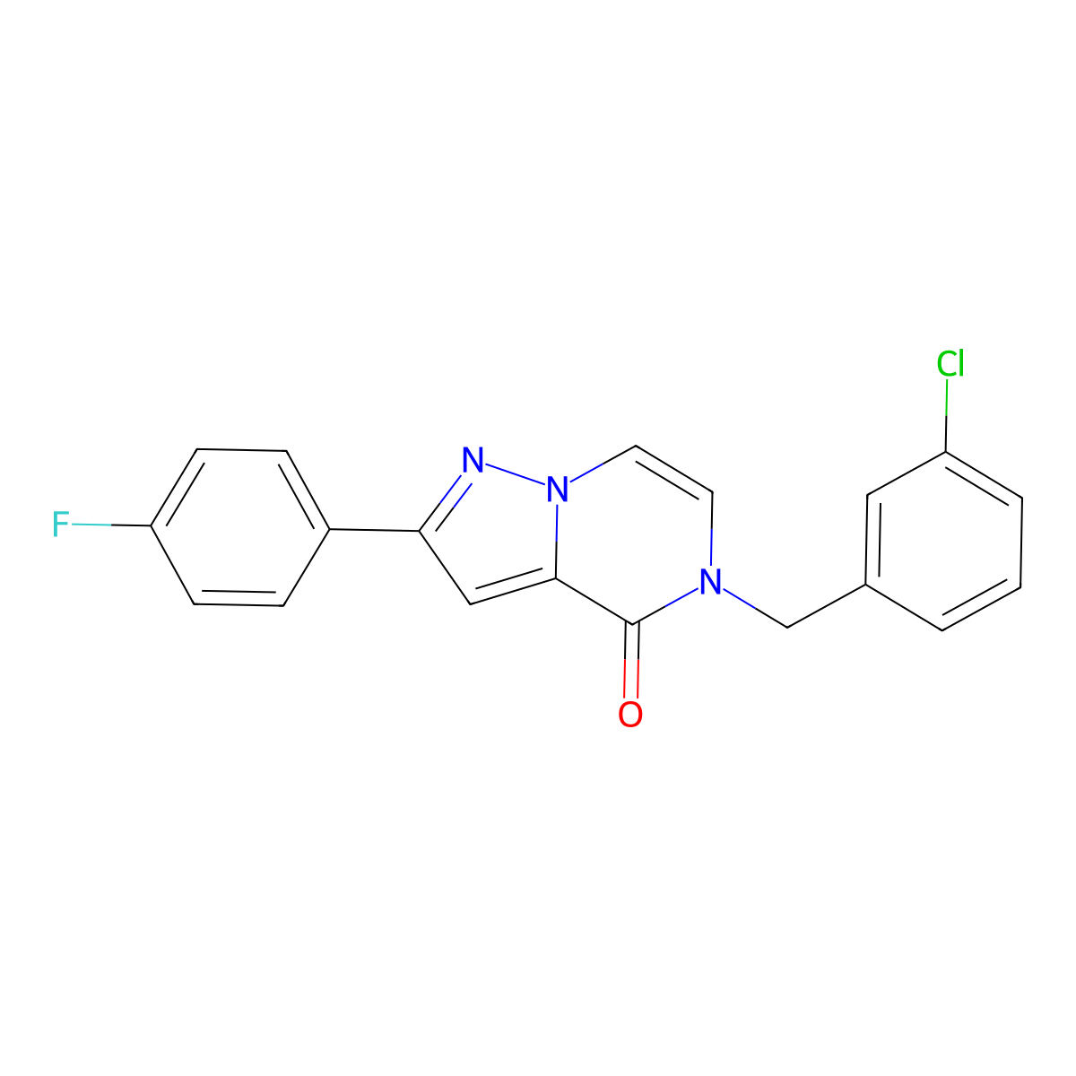 5-[(3-chlorophenyl)methyl]-2-(4-fluorophenyl)-4H,5H-pyrazolo[1,5-a]pyrazin-4-one molecular structure, CAS 1359451-54-9