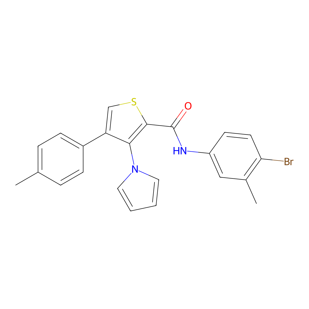 N-(4-bromo-3-methylphenyl)-4-(4-methylphenyl)-3-(1H-pyrrol-1-yl)thiophene-2-carboxamide molecular structure, CAS 1359454-26-4