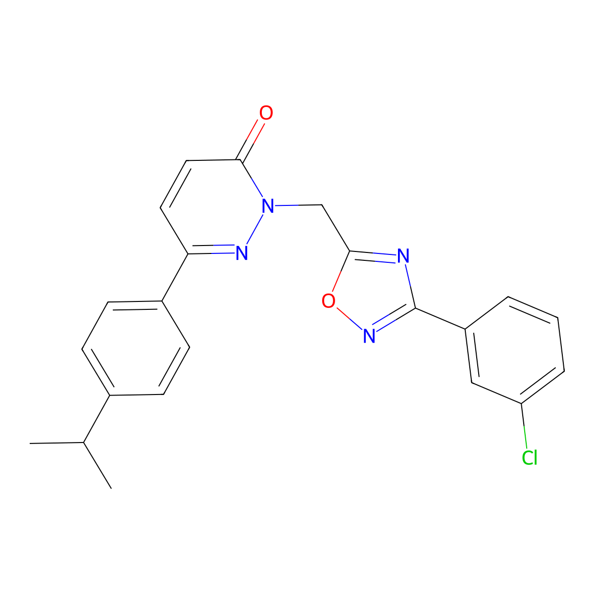2-((3-(3-chlorophenyl)-1,2,4-oxadiazol-5-yl)methyl)-6-(4-isopropylphenyl)pyridazin-3(2H)-one molecular structure, CAS 1359468-23-7