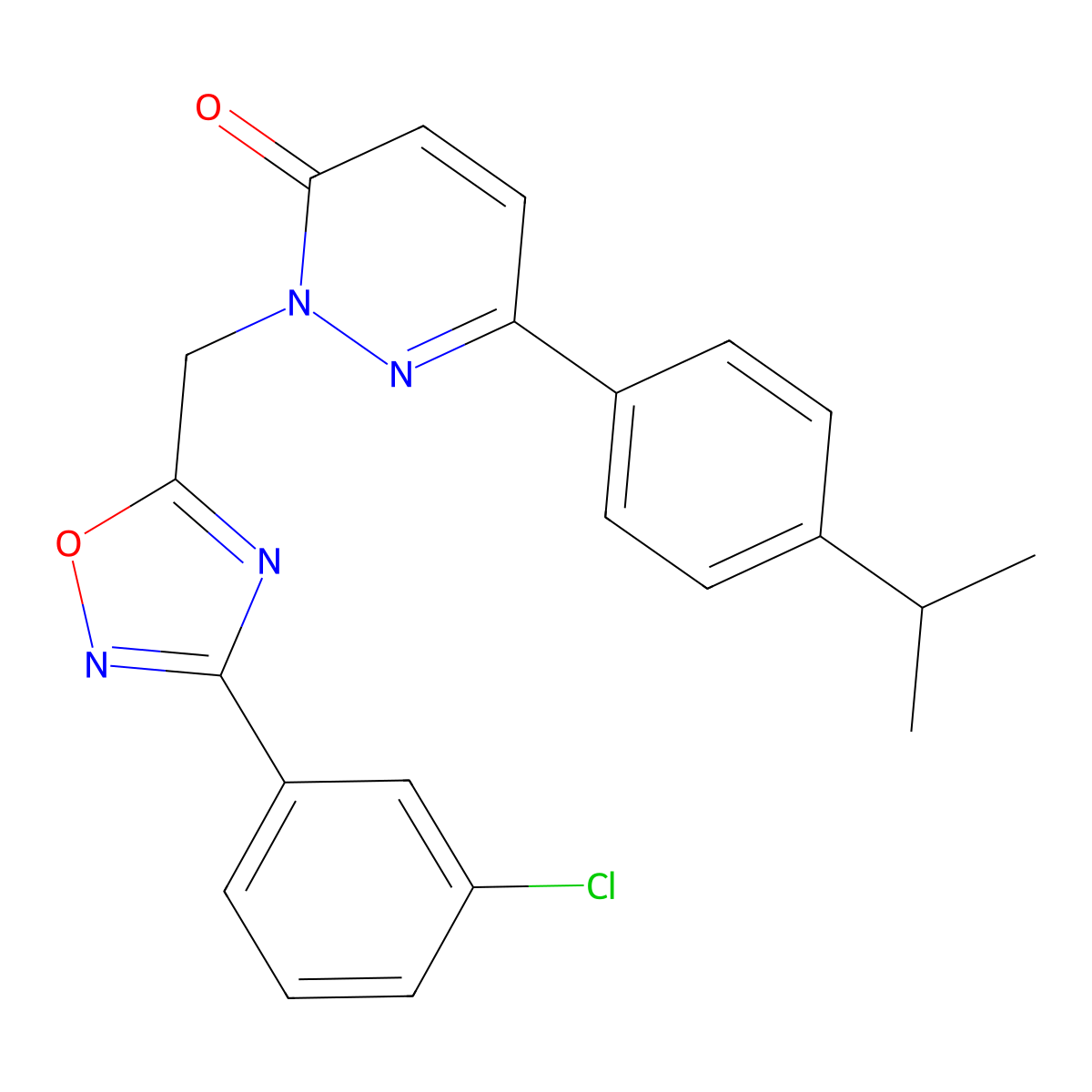 2-((3-(3-chlorophenyl)-1,2,4-oxadiazol-5-yl)methyl)-6-(4-isopropylphenyl)pyridazin-3(2H)-one molecular structure, CAS 1359468-23-7