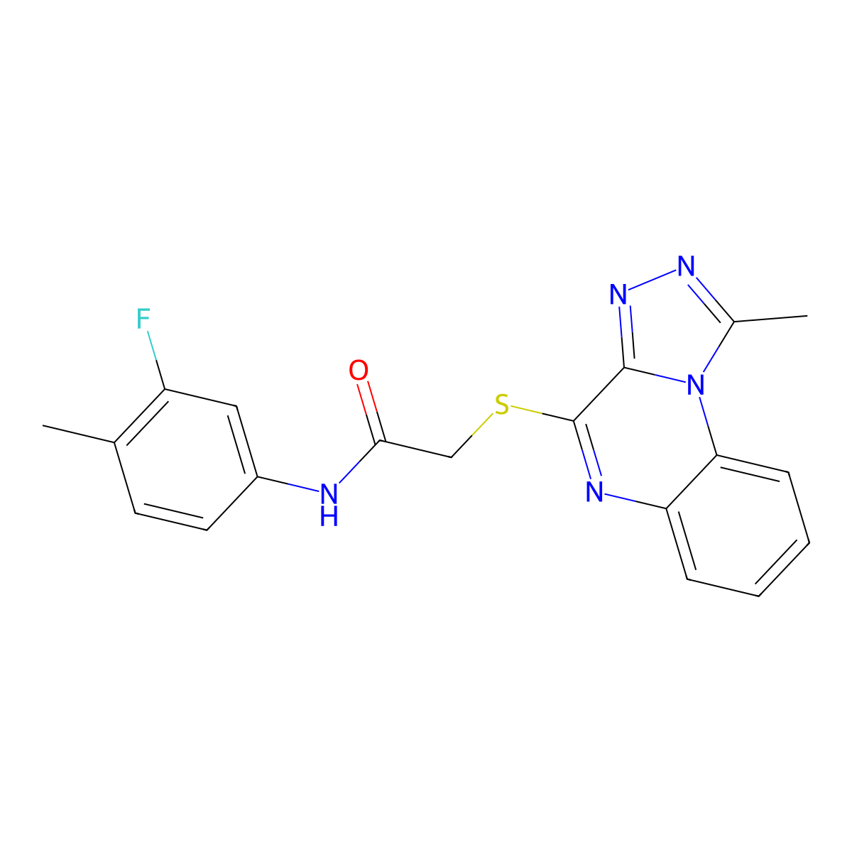 N-(3-fluoro-4-methylphenyl)-2-[(1-methyl[1,2,4]triazolo[4,3-a]quinoxalin-4-yl)thio]acetamide molecular structure, CAS 1359474-26-2