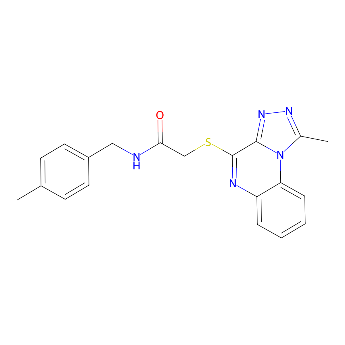 2-((1-methyl-[1,2,4]triazolo[4,3-a]quinoxalin-4-yl)thio)-N-(4-methylbenzyl)acetamide molecular structure, CAS 1359474-36-4