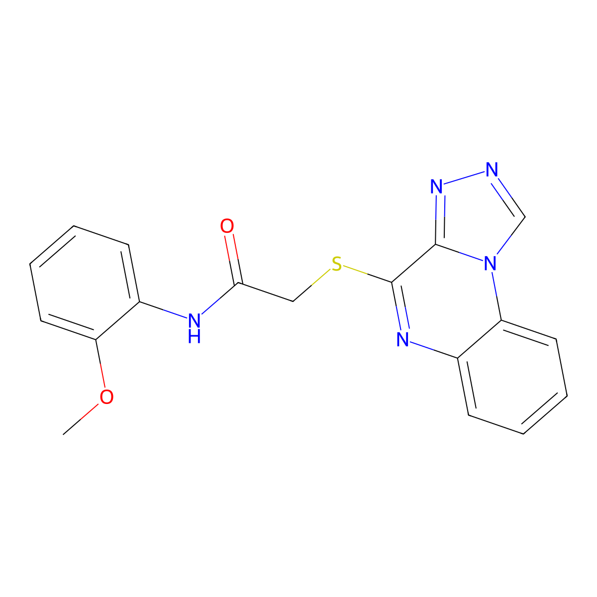 2-([1,2,4]triazolo[4,3-a]quinoxalin-4-ylthio)-N-(2-methoxyphenyl)acetamide molecular structure, CAS 1359476-20-2
