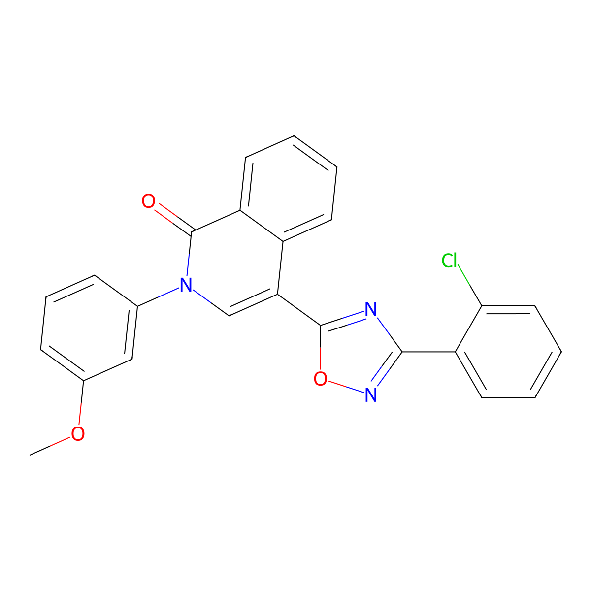 4-(3-(2-chlorophenyl)-1,2,4-oxadiazol-5-yl)-2-(3-methoxyphenyl)isoquinolin-1(2H)-one molecular structure, CAS 1359478-46-8