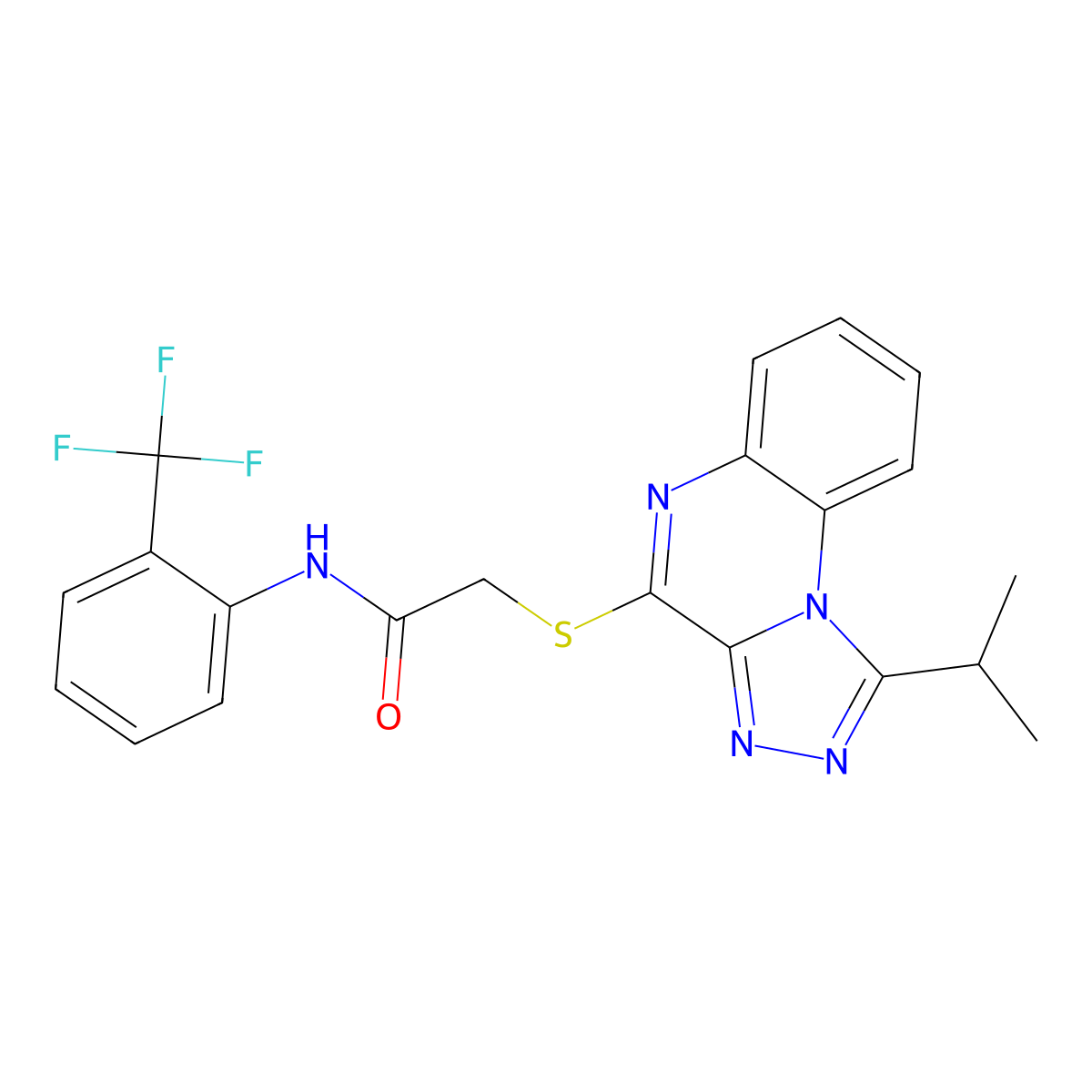 2-{[1-(propan-2-yl)-[1,2,4]triazolo[4,3-a]quinoxalin-4-yl]sulfanyl}-N-[2-(trifluoromethyl)phenyl]acetamide molecular structure, CAS 1359478-56-0