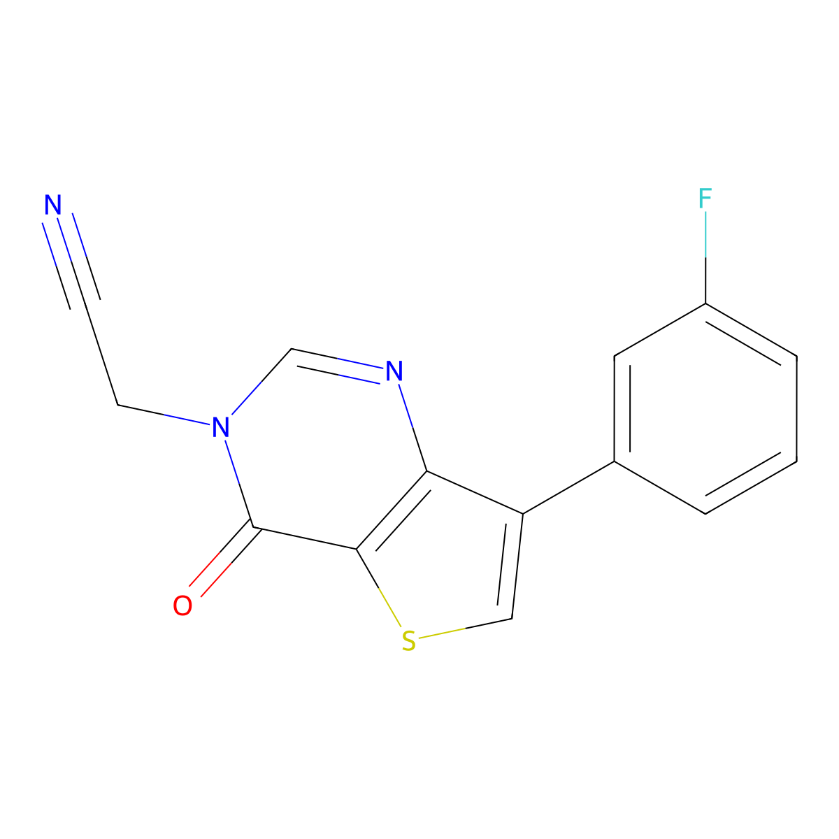 [7-(3-fluorophenyl)-4-oxothieno[3,2-d]pyrimidin-3(4H)-yl]acetonitrile molecular structure, CAS 1359479-53-0