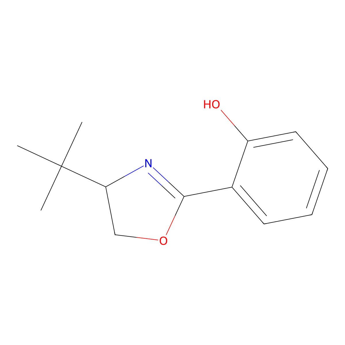 (S)-2-(4-(tert-butyl)-4,5-dihydrooxazol-2-yl)phenol molecular structure, CAS 135948-04-8