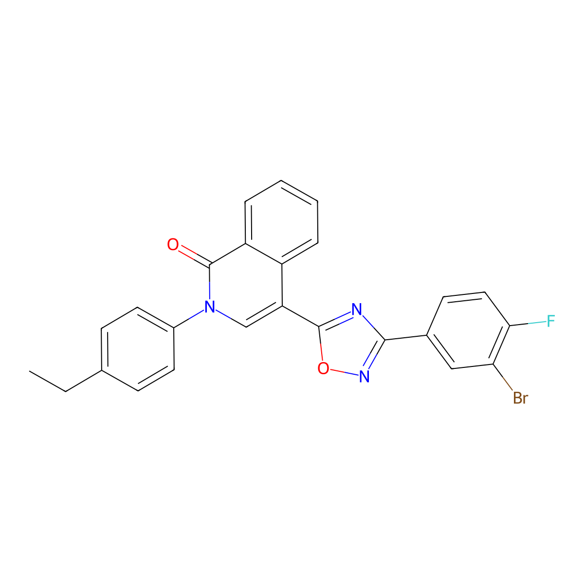 4-(3-(3-bromo-4-fluorophenyl)-1,2,4-oxadiazol-5-yl)-2-(4-ethylphenyl)isoquinolin-1(2H)-one molecular structure, CAS 1359480-13-9