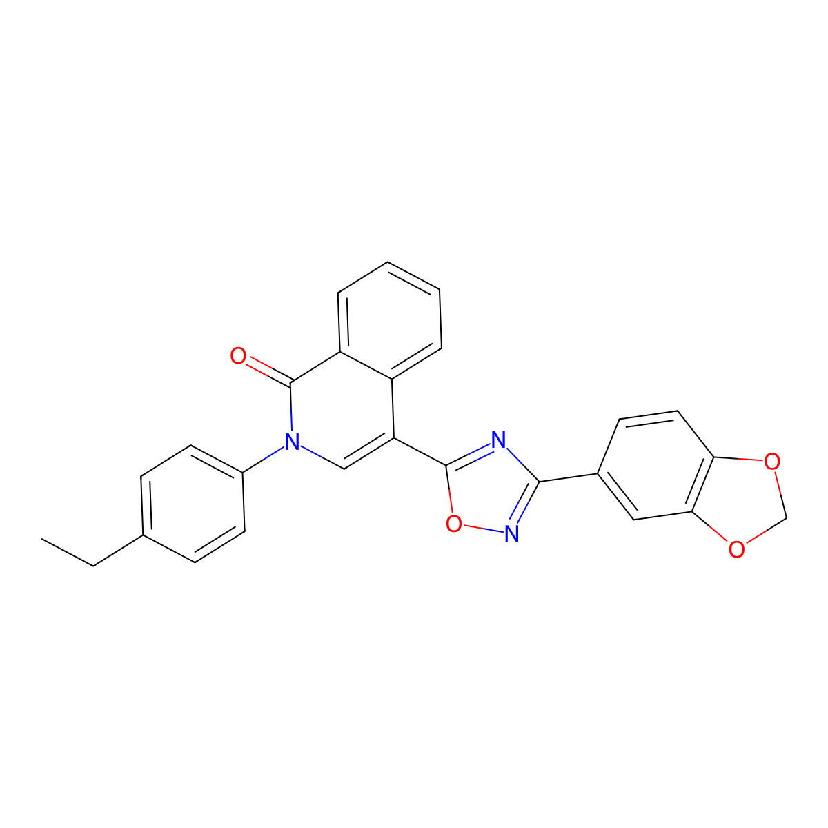4-(3-(benzo[d][1,3]dioxol-5-yl)-1,2,4-oxadiazol-5-yl)-2-(4-ethylphenyl)isoquinolin-1(2H)-one molecular structure, CAS 1359480-84-4
