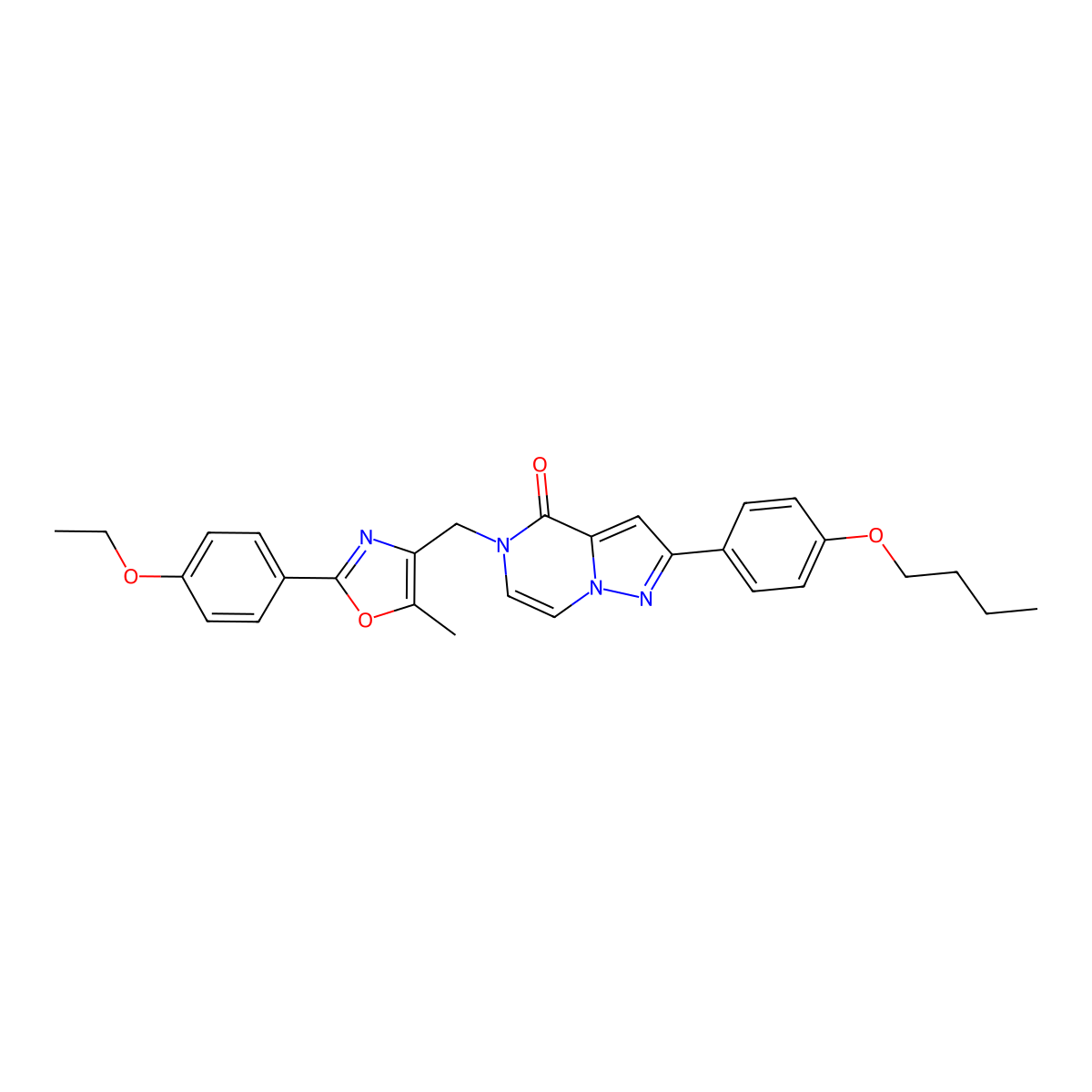 2-(4-butoxyphenyl)-5-((2-(4-ethoxyphenyl)-5-methyloxazol-4-yl)methyl)pyrazolo[1,5-a]pyrazin-4(5H)-one molecular structure, CAS 1359483-38-7