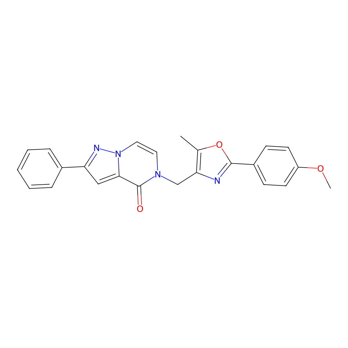 5-((2-(4-methoxyphenyl)-5-methyloxazol-4-yl)methyl)-2-phenylpyrazolo[1,5-a]pyrazin-4(5H)-one molecular structure, CAS 1359484-24-4
