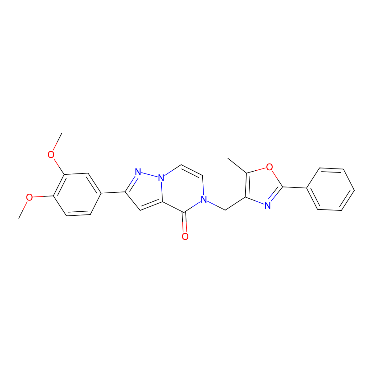 2-(3,4-dimethoxyphenyl)-5-((5-methyl-2-phenyloxazol-4-yl)methyl)pyrazolo[1,5-a]pyrazin-4(5H)-one molecular structure, CAS 1359484-41-5