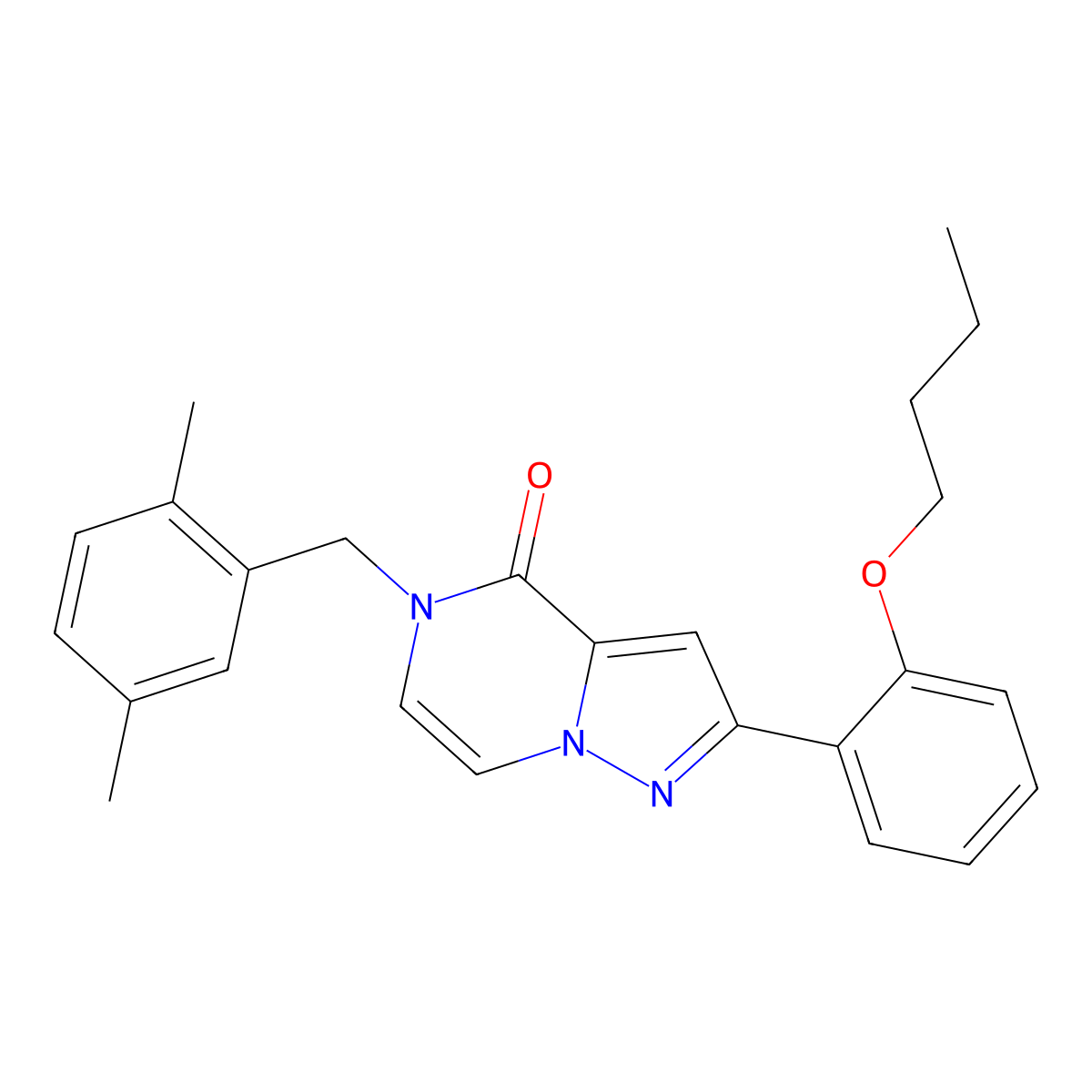 2-(2-butoxyphenyl)-5-(2,5-dimethylbenzyl)pyrazolo[1,5-a]pyrazin-4(5H)-one molecular structure, CAS 1359487-58-3