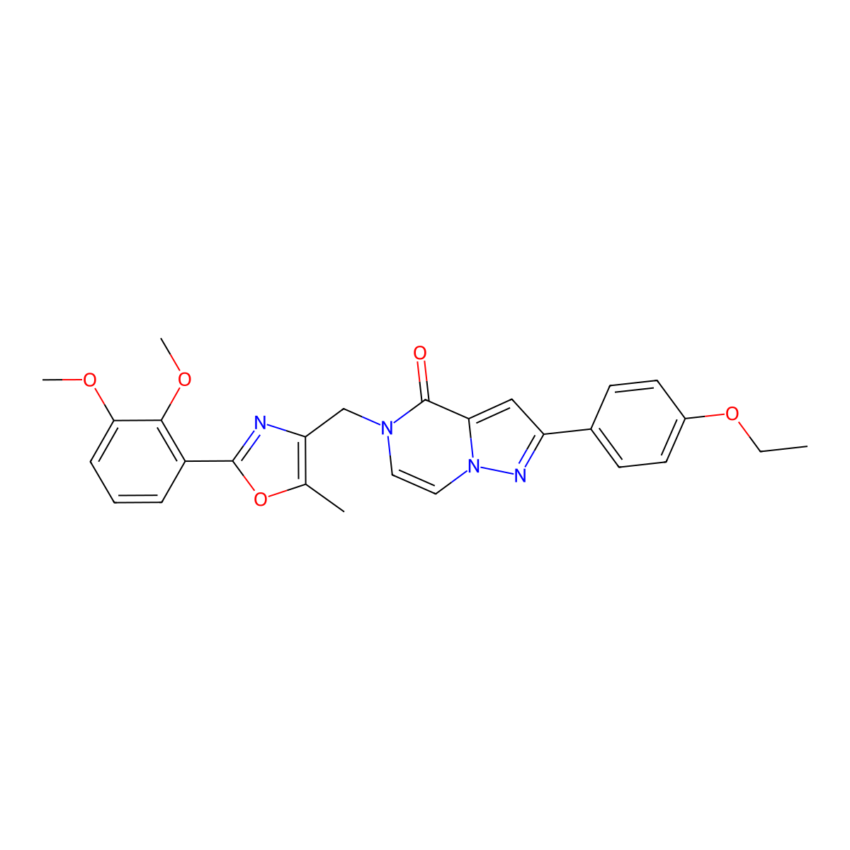 5-((2-(2,3-dimethoxyphenyl)-5-methyloxazol-4-yl)methyl)-2-(4-ethoxyphenyl)pyrazolo[1,5-a]pyrazin-4(5H)-one molecular structure, CAS 1359488-07-5