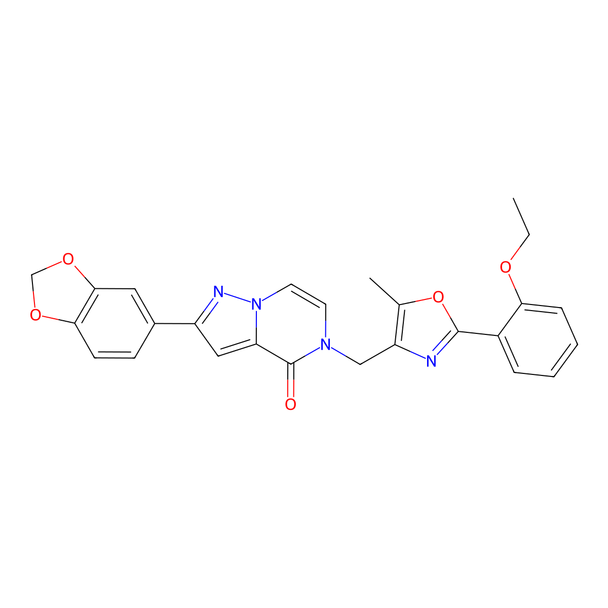 2-(benzo[d][1,3]dioxol-5-yl)-5-((2-(2-ethoxyphenyl)-5-methyloxazol-4-yl)methyl)pyrazolo[1,5-a]pyrazin-4(5H)-one molecular structure, CAS 1359488-52-0