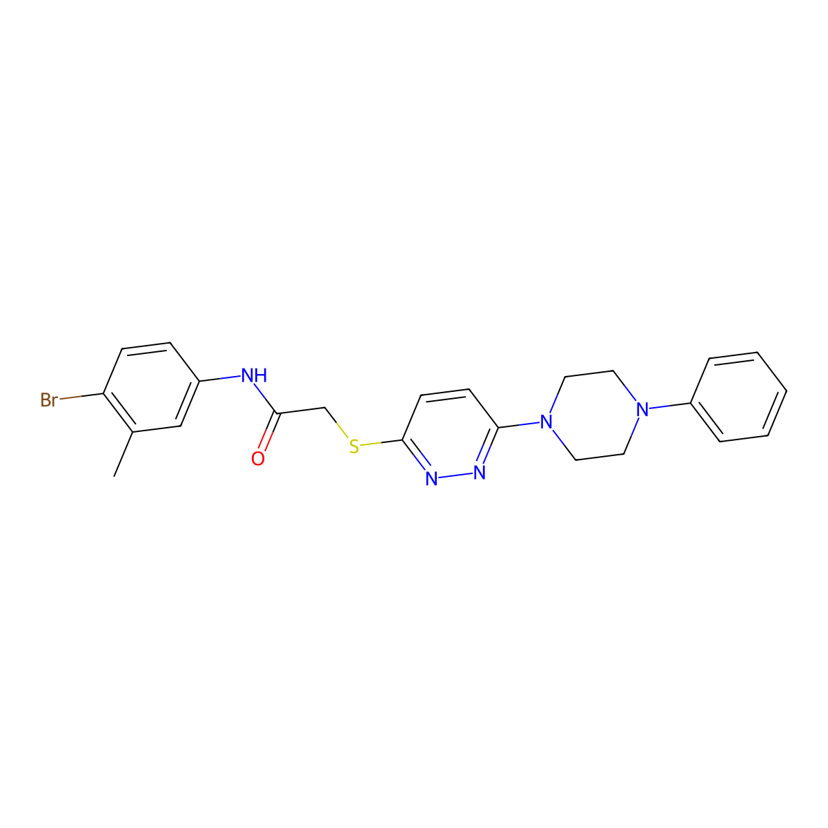 N-(4-Bromo-3-methylphenyl)-2-{[6-(4-phenylpiperazin-1-YL)pyridazin-3-YL]sulfanyl}acetamide molecular structure, CAS 1359489-56-7