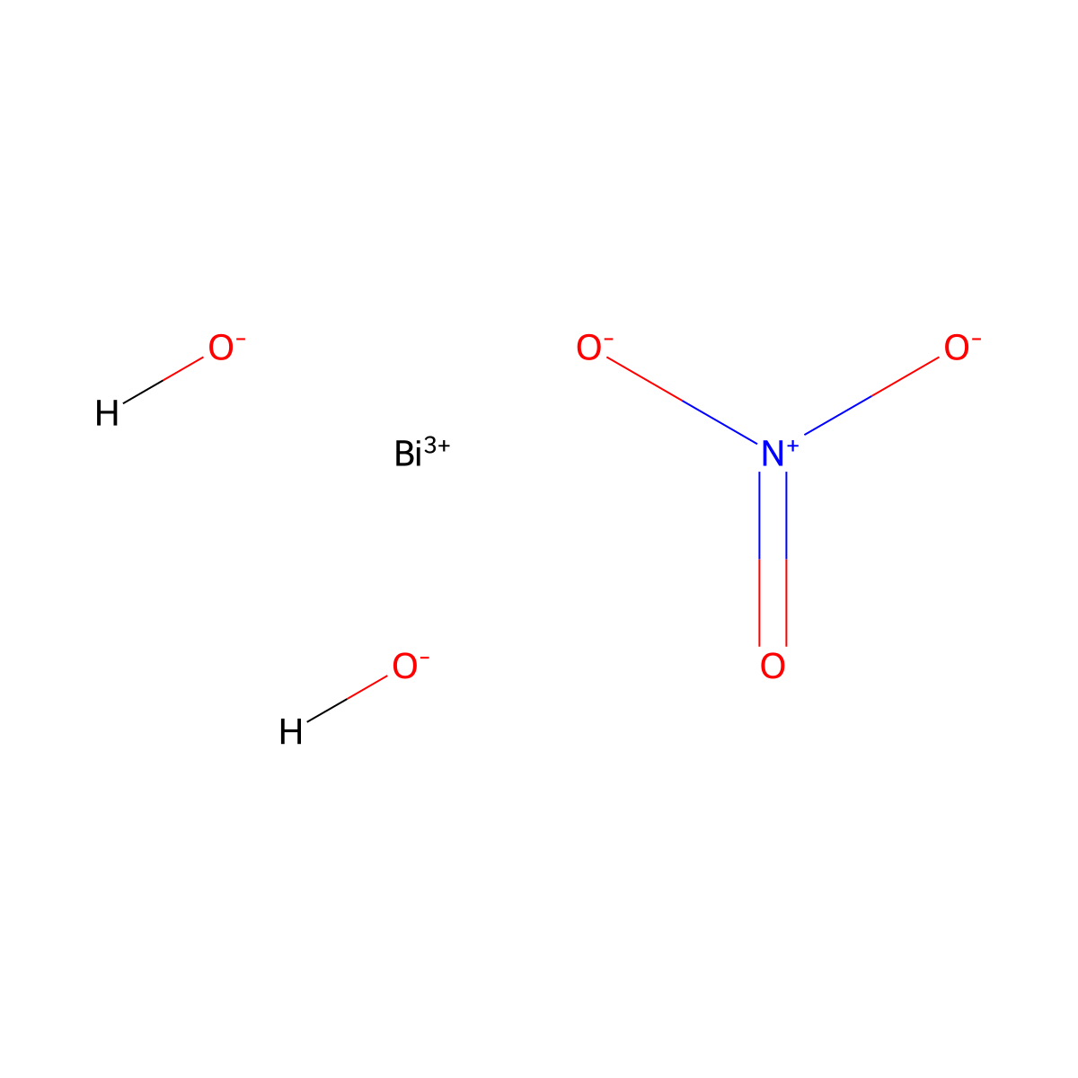 Bismuth hydroxide nitrate molecular structure, CAS 13595-83-0