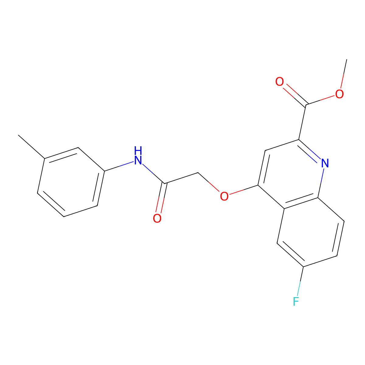 Methyl 6-fluoro-4-{[(3-methylphenyl)carbamoyl]methoxy}quinoline-2-carboxylate molecular structure, CAS 1359500-06-3