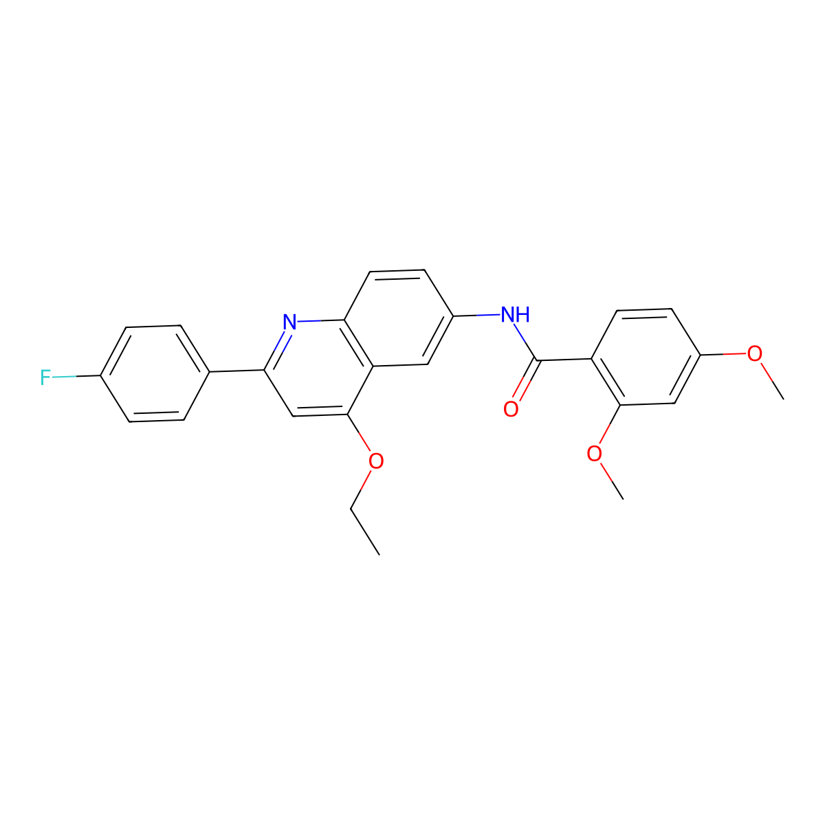 N-[4-ethoxy-2-(4-fluorophenyl)quinolin-6-yl]-2,4-dimethoxybenzamide molecular structure, CAS 1359501-26-0
