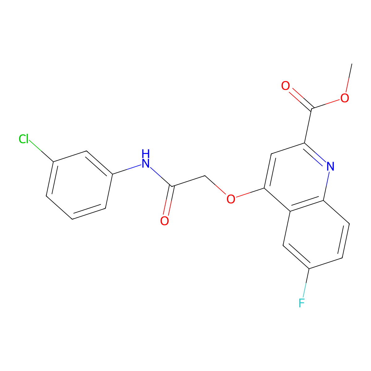 Methyl 4-{[(3-chlorophenyl)carbamoyl]methoxy}-6-fluoroquinoline-2-carboxylate molecular structure, CAS 1359508-65-8