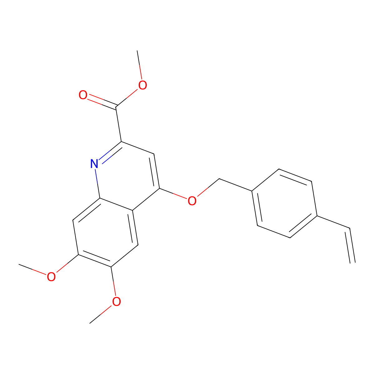 Methyl 4-[(4-ethenylphenyl)methoxy]-6,7-dimethoxyquinoline-2-carboxylate molecular structure, CAS 1359509-73-1