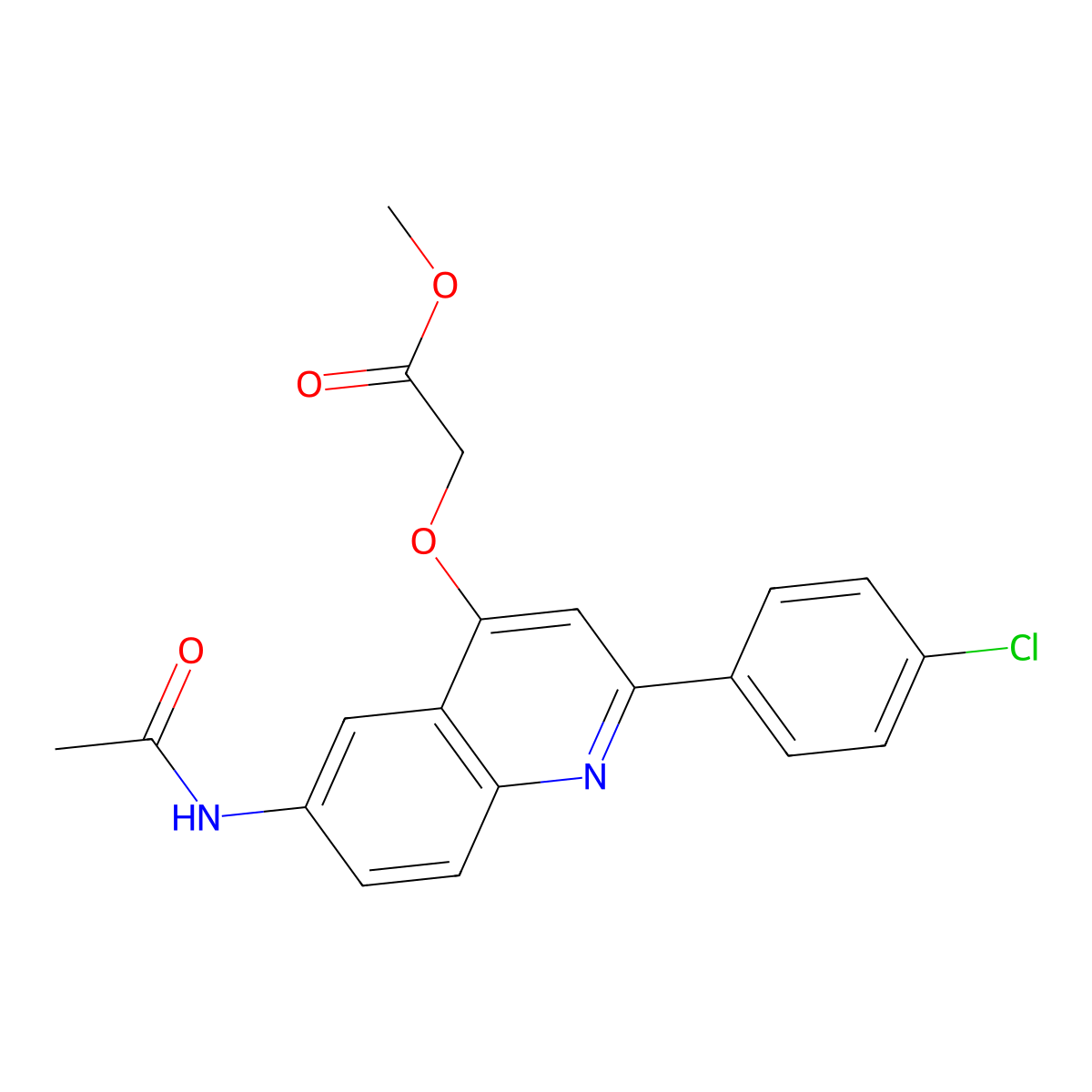Methyl 2-((6-acetamido-2-(4-chlorophenyl)quinolin-4-yl)oxy)acetate molecular structure, CAS 1359510-27-2