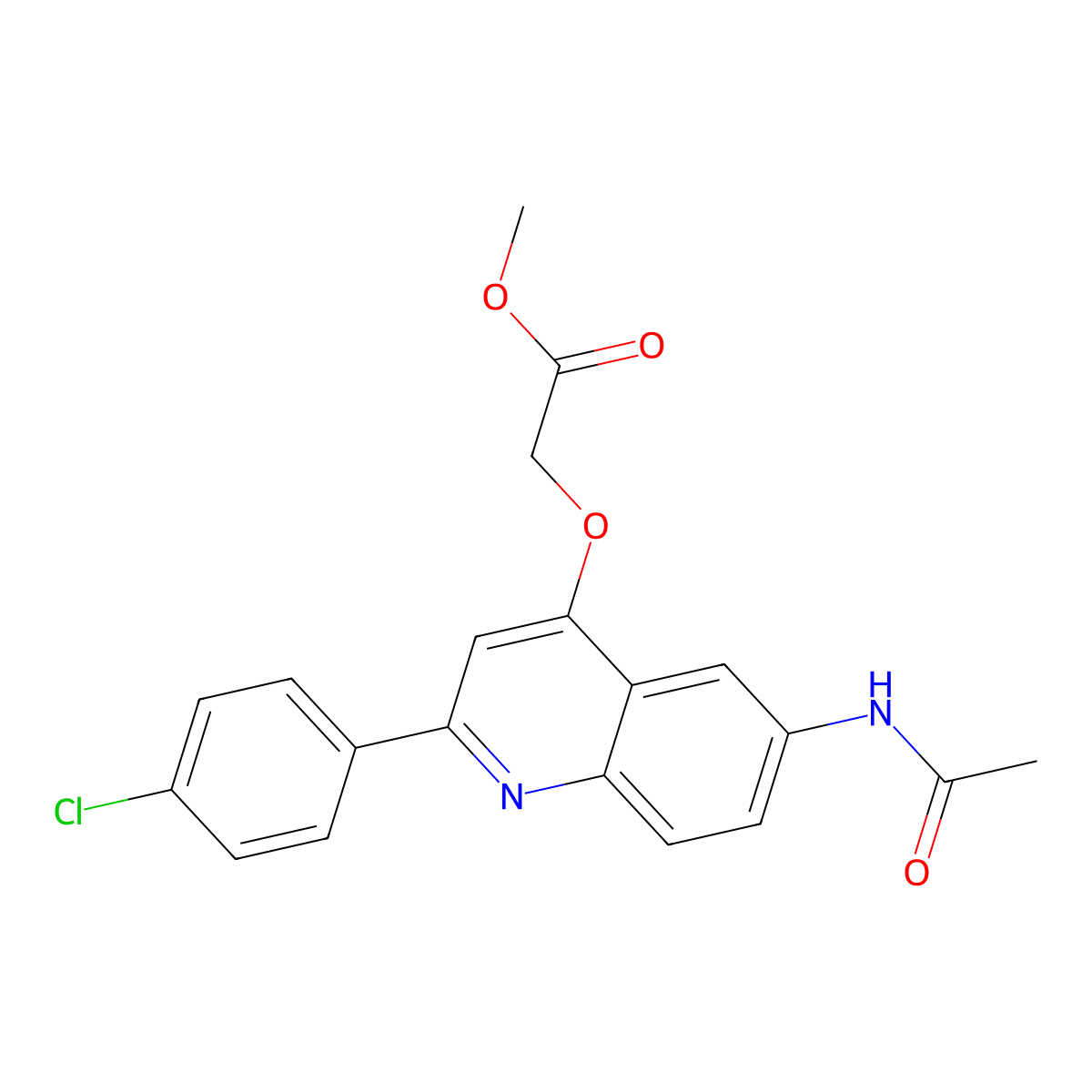 Methyl 2-((6-acetamido-2-(4-chlorophenyl)quinolin-4-yl)oxy)acetate molecular structure, CAS 1359510-27-2