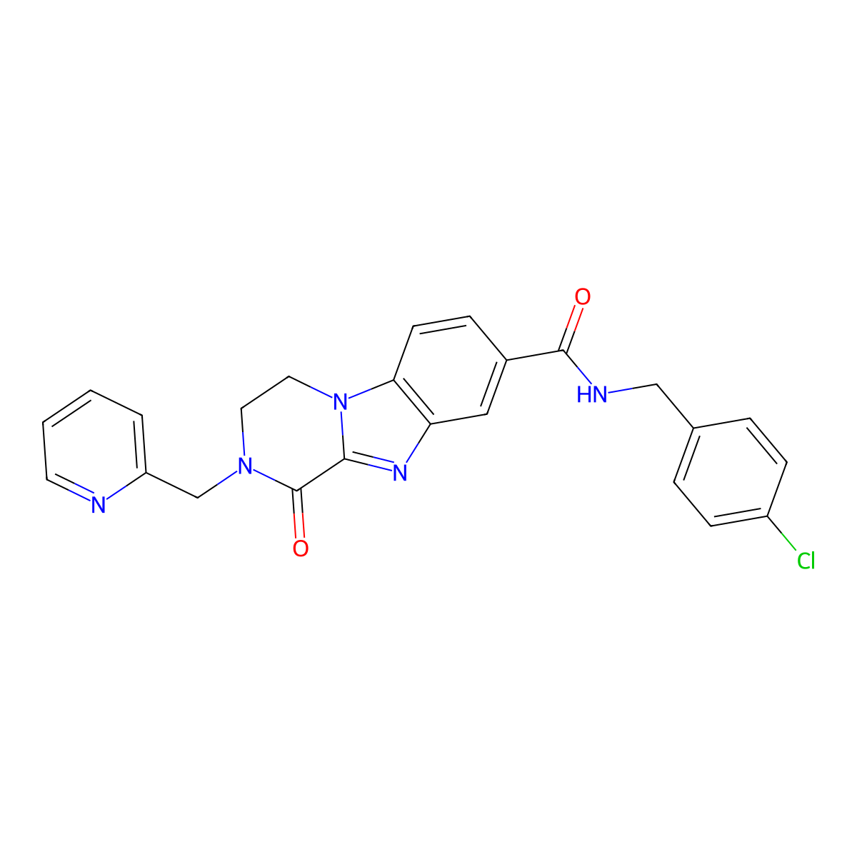 N-(4-Chlorobenzyl)-1-oxo-2-(pyridin-2-ylmethyl)-1,2,3,4-tetrahydrobenzo[4,5]imidazo[1,2-a]pyrazine-8-carboxamide molecular structure, CAS 1359559-40-2