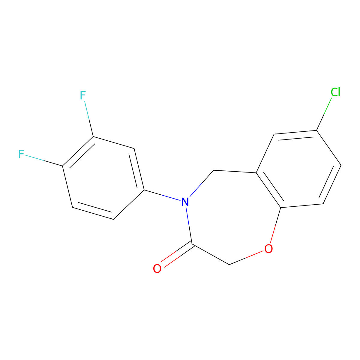 7-chloro-4-(3,4-difluorophenyl)-4,5-dihydro-1,4-benzoxazepin-3(2H)-one molecular structure, CAS 1359596-73-8