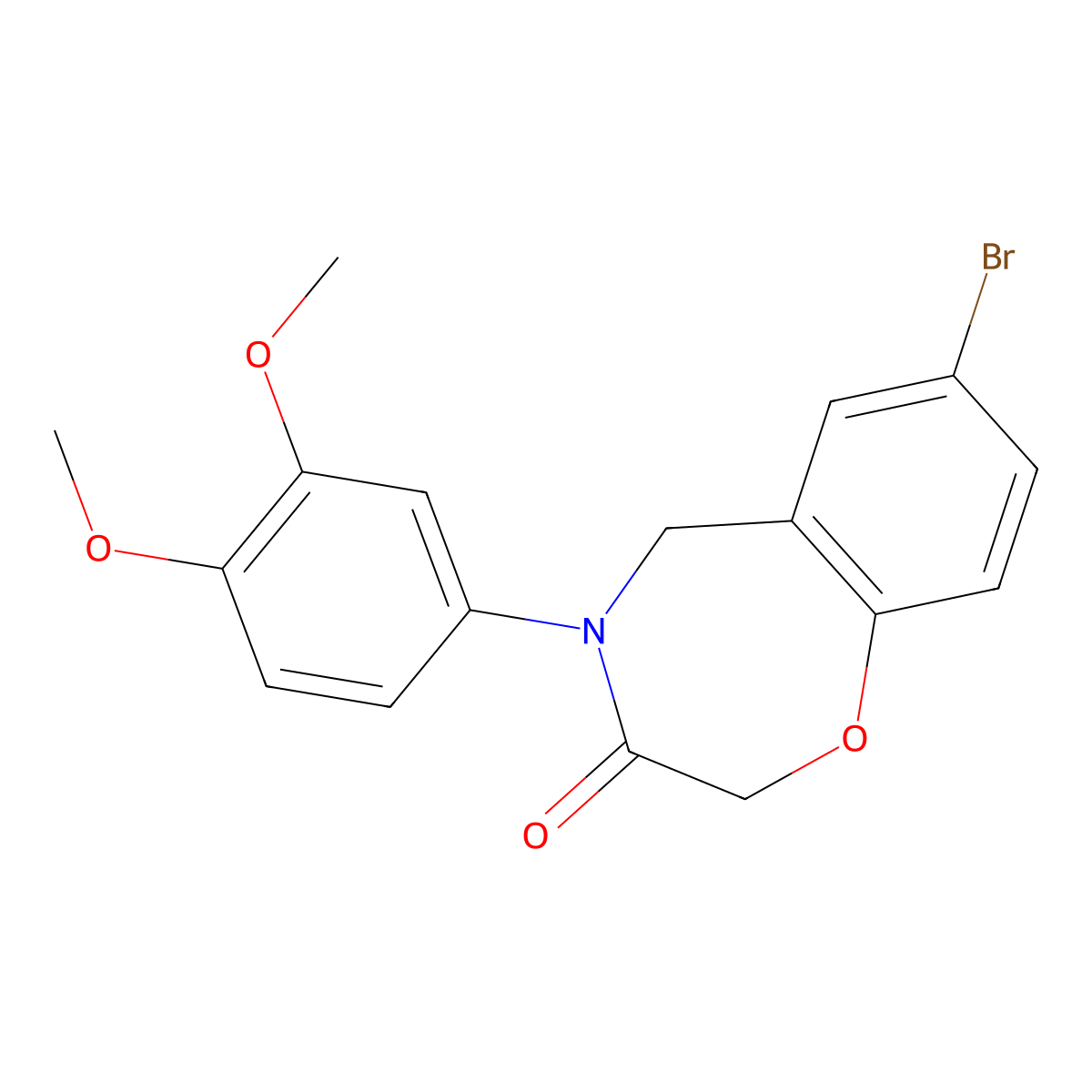 7-bromo-4-(3,4-dimethoxyphenyl)-4,5-dihydro-1,4-benzoxazepin-3(2H)-one molecular structure, CAS 1359617-36-9