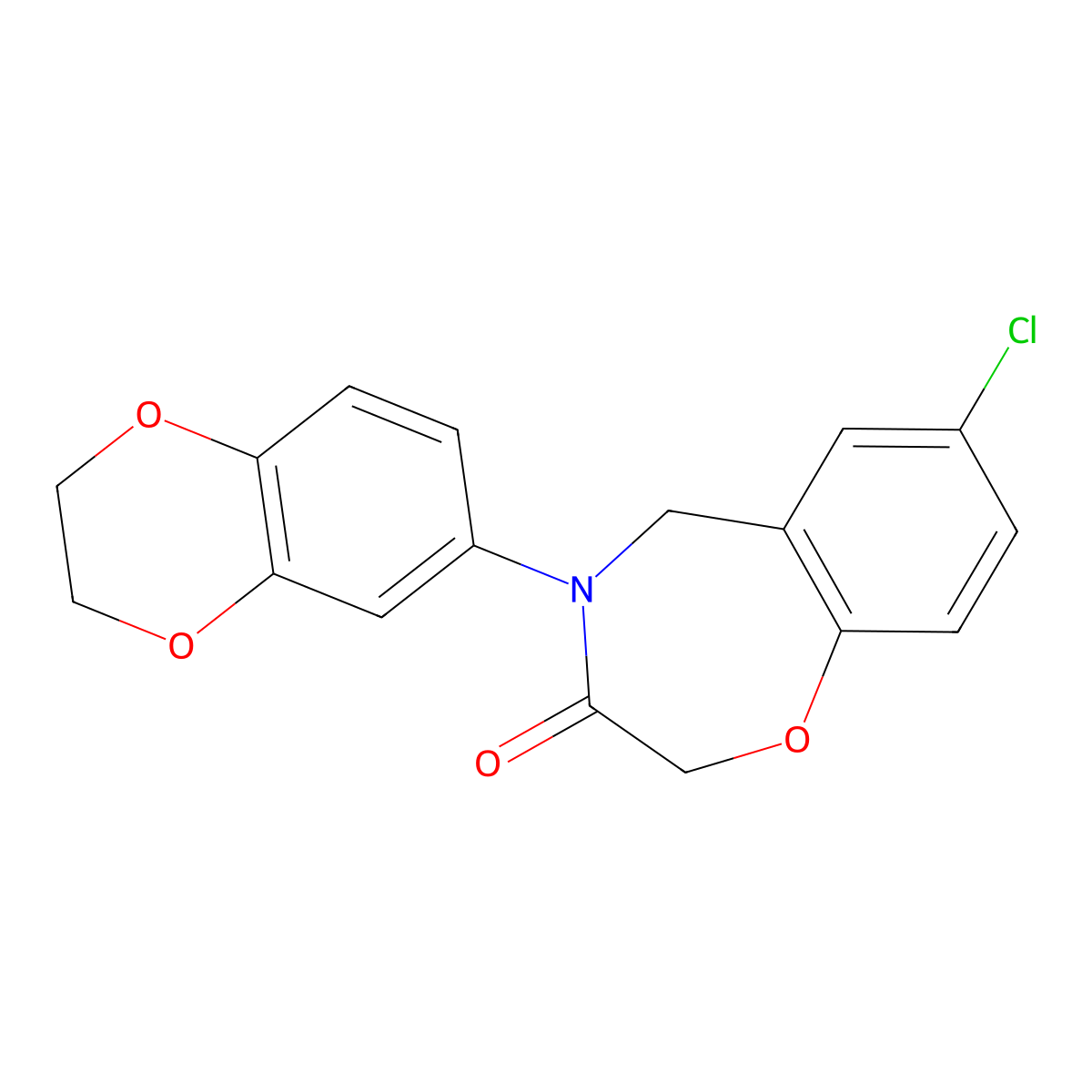 7-chloro-4-(2,3-dihydro-1,4-benzodioxin-6-yl)-4,5-dihydro-1,4-benzoxazepin-3(2H)-one molecular structure, CAS 1359621-91-2
