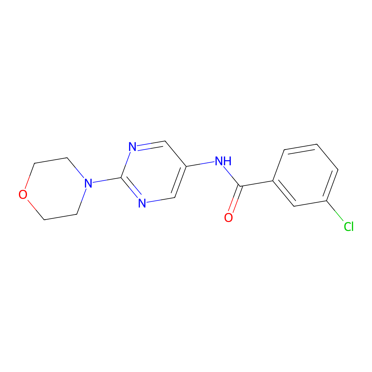 3-chloro-N-(2-morpholinopyrimidin-5-yl)benzamide molecular structure, CAS 1359636-46-6