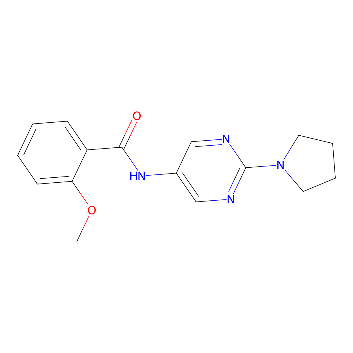 2-methoxy-N-[2-(pyrrolidin-1-yl)pyrimidin-5-yl]benzamide molecular structure, CAS 1359638-06-4